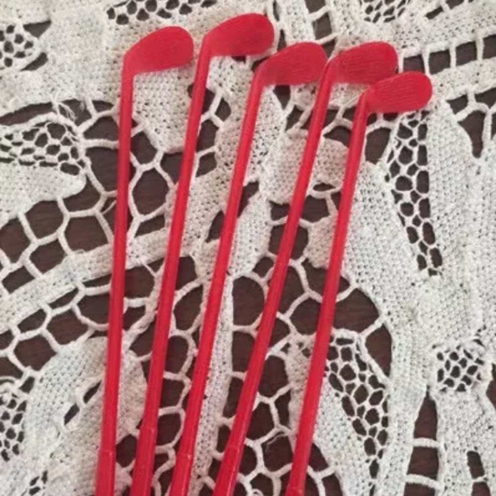 5 Vintage Golf Clubs Cake Decor  / Drink Stirrers